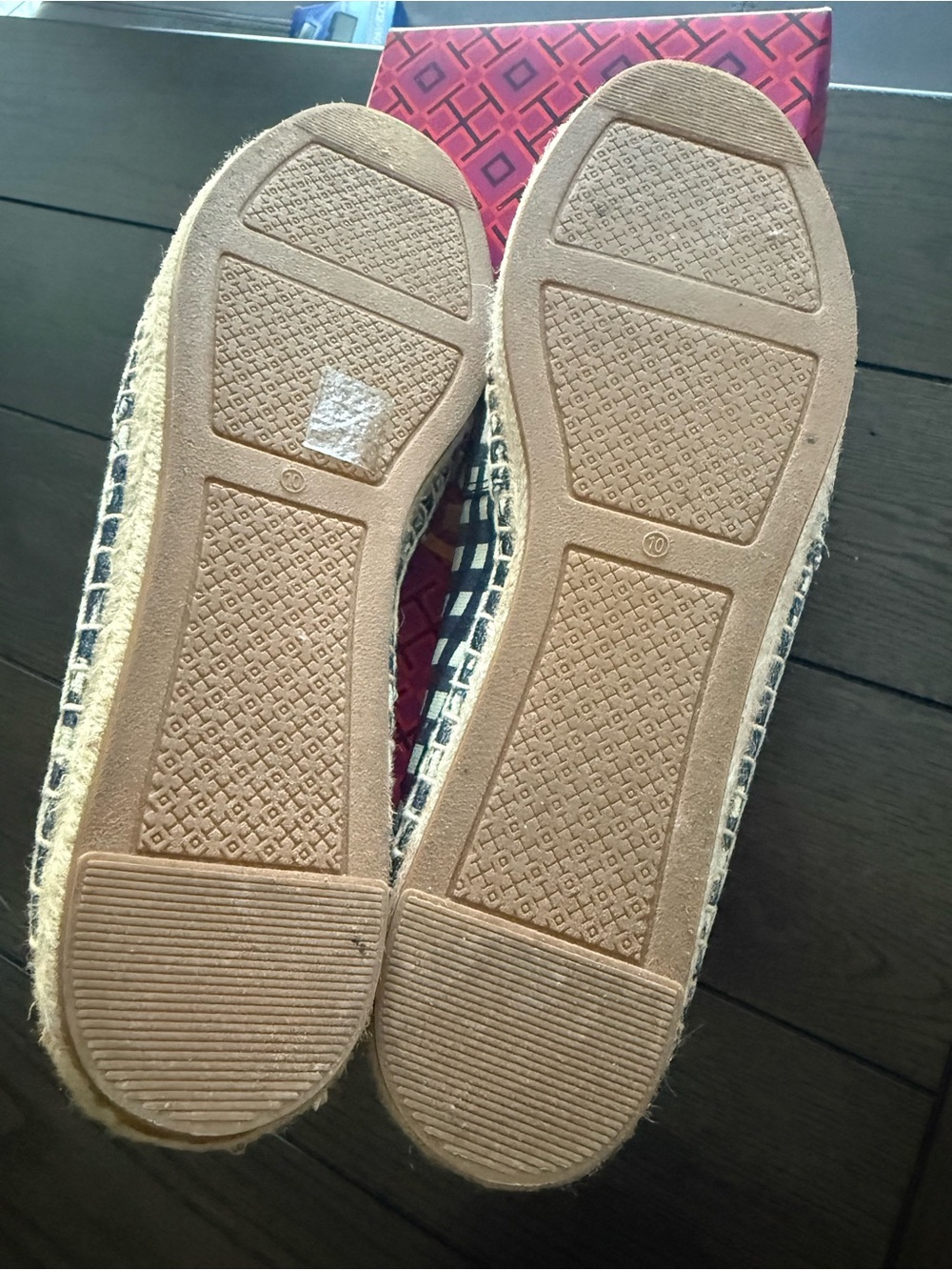 Tory Burch Navy and White Gingham Espadrille Flats - Picture 3 of 10
